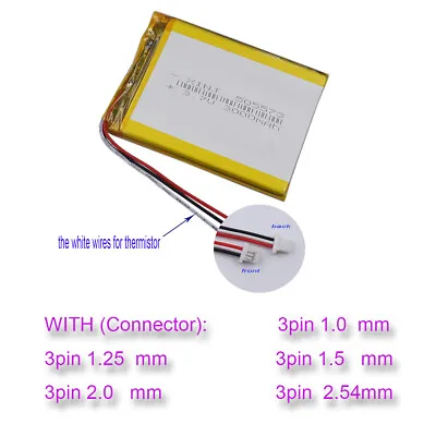 3.7V 3000mAh Polymer Li Battery 505573 Thermistor JST 3Pin 3 Wires For Tablet PC • £8.28