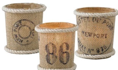 $12.88 • Buy Canvas Covered Sailing Motif Votive Cups Set Of 3 Assorted