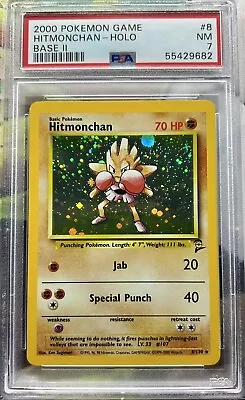$29.98 • Buy PSA 7 Hitmonchan Base Set 2 8/130 Holo Rare Pokemon Card WOTC