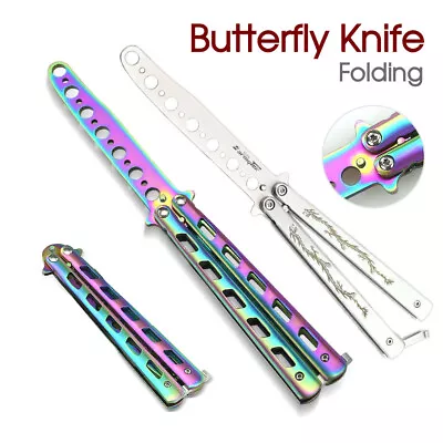 NEW Rainbow Dragon Butterfly Knife Metal Folding Practice Training Tool CSGO AU • $10.69