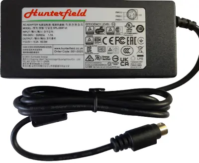 12V 5A (60W) AC Adpater For AvTex TVs 3-Pin Output Plug Power Lead Included • £20.94
