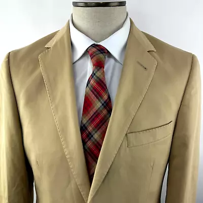 J CREW Mens Large 38R 2 Button Cotton Blazer Tan Sport Coat • $49.95