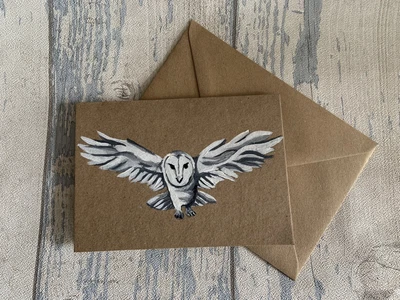 £3.25 • Buy Owl Greetings Card Hand Painted Card Handmade Card