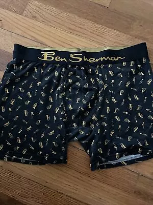 Vtg Ben Sherman Men’s Boxer Briefs Black Gold Brass Band Trumpet Large Jazz • $12.99