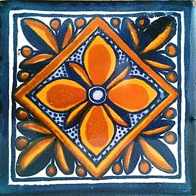 C#001)) Mexican Tile Sample Wall Floor Talavera Mexico Ceramic Handmade Pottery • $1.75