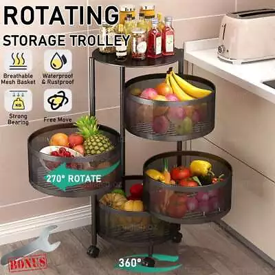 Kitchen Organiser Trolley Cart Storage Rack Vegetable Fruit Baskets Shelf Holder • $86.75