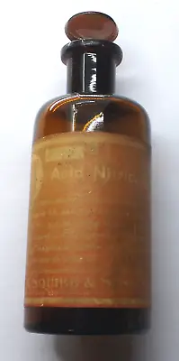 E.R. Squibb & Songs Medicine Bottle Acid Nitric Antique Chemistry + Stopper E972 • $35