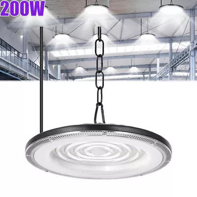 LED 200W UFO High Bay Lights Warehouse Factory Shop GYM Light Lamp Super Bright • $20.99