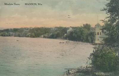 MADISON WI - Mendota Shore - Hand Colored Postcard - 1912 • $6.53