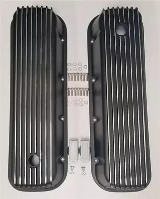 BBC Big Block Chevy Tall BLACK FINNED Valve Covers Aluminum 396 427 454 TALL • $104.65