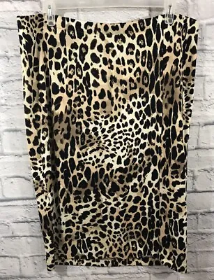 Lane Bryant Size 20 Long Pencil Skirt Brown Cheetah Thick Ponte Knit Side Slit • $16