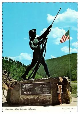 Sunshine Mine Disaster Memorial Statue Miner Kellogg Wallace Idaho  Postcard • £3.79