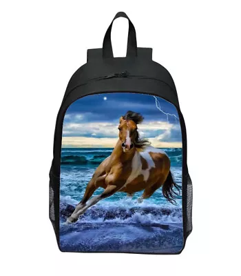 Horse Cartoon Backpack Boys Animal School Bag Girls Travel Shoulders Bag Gift • £13.79