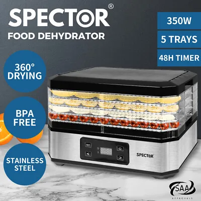 Spector Food Dehydrators Stainless Steel Beef Jerky Maker Fruit Dryer 5Trays LCD • $74.99