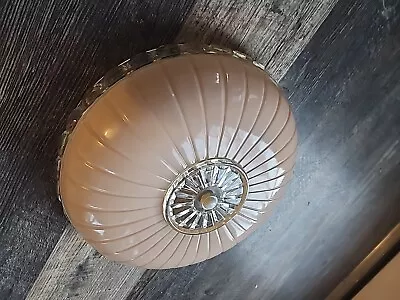 Vintage Art Deco Frosted Pink Glass Light Shade Ceiling Fixture  • $45