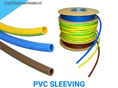 Electrical PVC Sleeving Brown Earth Blue 2mm 3mm 4mm Tube Wire Cable Reel • £2.19