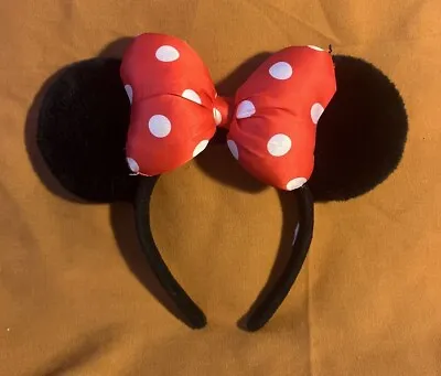 Classic Mouse Ears With Red Polka Dot Bow Headband Similar To Minnie Costume • $9.99