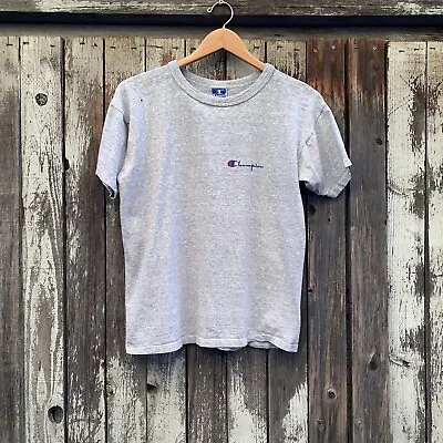 Vintage 90s Champion Grey Heather Crewneck T-Shirt Single Stitched Made In USA • $14.97