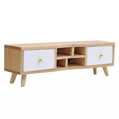 Mini TV Stand Wooden Double Drawer Dollhouse Supplies • £11.35