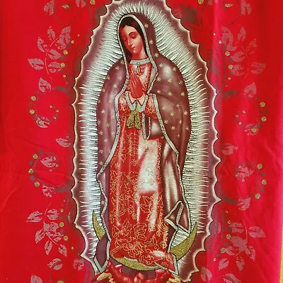 VIRGEN DE GUADALUPE T-SHIRT-  Nuestra Reyna  L Red. Made In Mexico  • $19.95