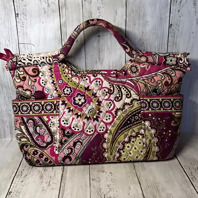 Vera Bradley Very Berry Pink Floral Paisley Quilted Shoulder Strap Tote Bag • $18