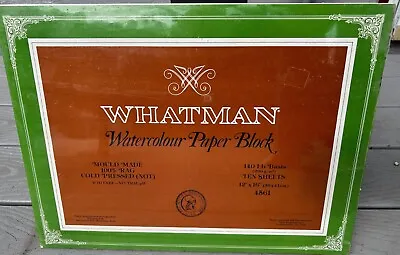 Whatman Watercolor Paper Block 140 Lb Ten Sheets 14  X 20  Vintage Unopened • $95