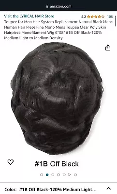 Men’s Hairpiece Toupee Wig Monofilament Hair Replacement Black NEW • $30