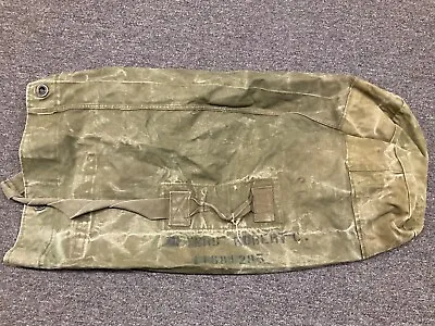 Vintage Military Duffle Gear Bag Green Canvas US Army GI Used Travel OD Field • $29.99