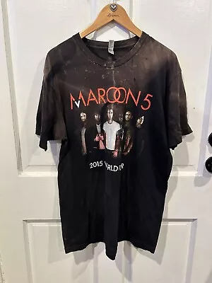 Maroon 5 2015 World Tour T Shirt XL Tie Dye Black American Apparel Made In USA • $14.99