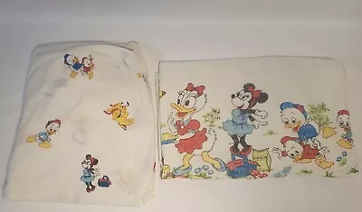 Vintage 70s Mickey Mouse Club Twin FITTED AND FLAT Sheet Walt Disney Productions • $29