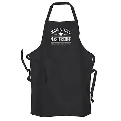 Personalised Mens Master Chef Apron Black Kitchen Apron Cooking Apron • £14.25