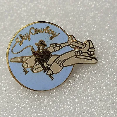 Sky Cowboy Nose Art WWII P-38 Lighting Hat Lapel Pin Tie Tack Pilot Air Force • $12.99
