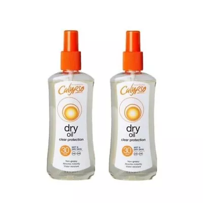 2x Calypso Dry Oil Spray Clear Protection SPF30 200ml Non Greasy Water Resistant • £16.92