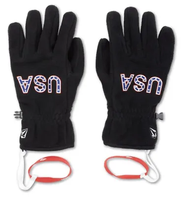 VOLCOM US Olympic Snowboard Team Mens Fleece Gloves Black Red White Blue USA XL • $29.27