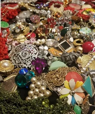 Bulk Jewelry For Sale Vintage Mod Broken Craft Pounds Lbs Lot Color Mix  • $43.99