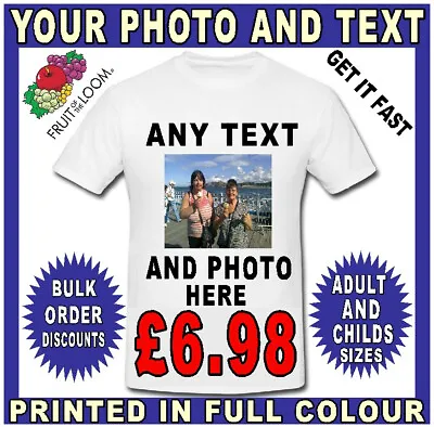 Personalised T Shirt Custom Photo Your Image Text Here Printed Stag Do Hen Party • £9.98