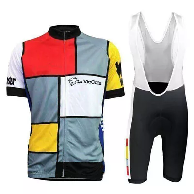 Retro Men 1985 La Vie Claire Cycling Jersey Bib Shorts Cycling Bib Shorts Jersey • $20.63