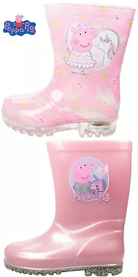 Girls Peppa Pig Pink Wellies Rain Splash Unicorn Wellington Boots Size Uk 5-10 • £12.95