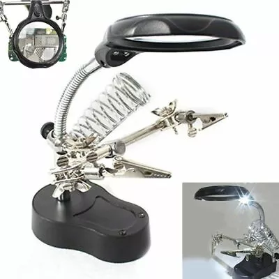 LED Desk Lamp Magnifying Magnifier Glass With Light Stand Clamp For Repair Read • $26.21