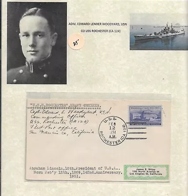 1951 Adm Edward Woodyard USS Rochester CA-124 To Los Angeles Ca (54503) • $25