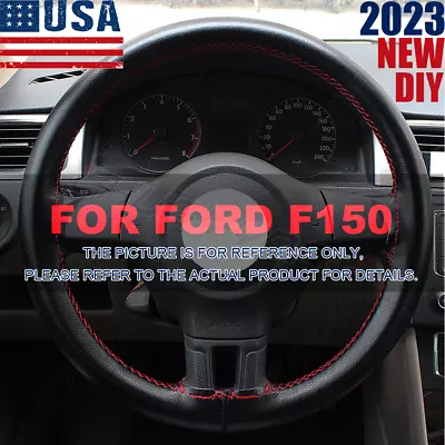 15 /38 Cm NEW Black Genuine Leather Car Steering Wheel Cover For Ford F150 • $23.99