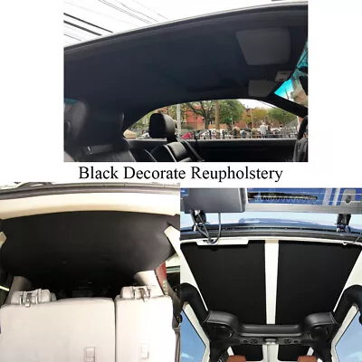 108 X60  Black Car Headliner Fabric Foam Backed Upholstery Repair Replacement • $69.34