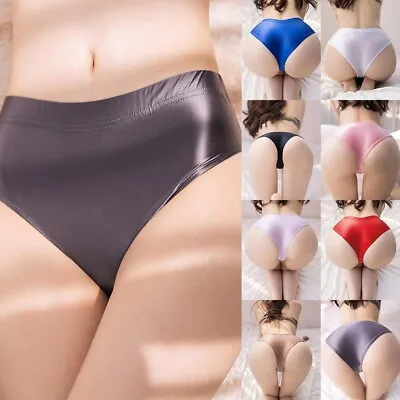 £7.85 • Buy Women Oil Shiny Panties Underwear Glossy See Through Zip Open Crotch Thong Brief