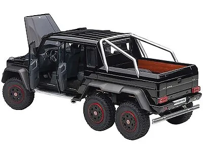 Mercedes Benz G63 AMG 6x6 Gloss Black With Carbon Accents 1/18 Model Car By Aut • $262.73