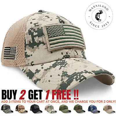 Baseball Cap USA Flag American Mens Hat Military Patch Mesh Tactical Army Caps • $11.94