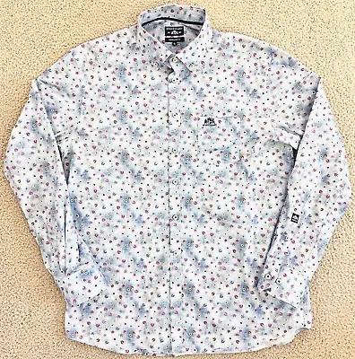 STATE OF ART Button Down Shirt Mens XL Floral Ombre Stretch • $24.92