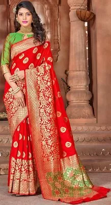 Indian Soft Silk Saree #RAJ 1005 (Red) / Sari / Salwar / Bollywood Dress • $156