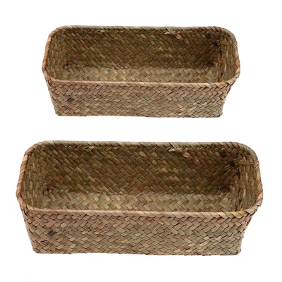 £7.49 • Buy Seagrass Wicker Storage Basket Natural Woven Gift Hamper Box Flower Pots Decor
