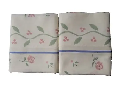 2 Vintage Look Pillowcases Off White W/pink Roses 19 X 30 Stan/queen • $12