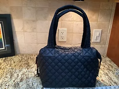 MZ Wallace Sutton Black Quilted Black Hardware Zips Both Ways Purse Handbag • $119.99